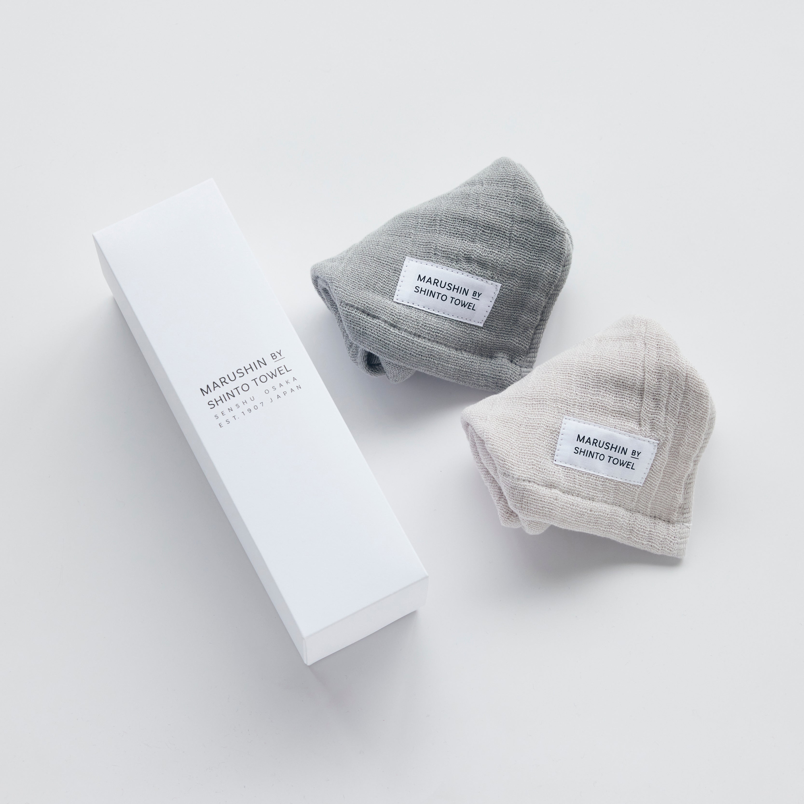 〈ランダムガーゼ〉ハンドタオル2枚(セージ ⁄ ベージュ)箱入り