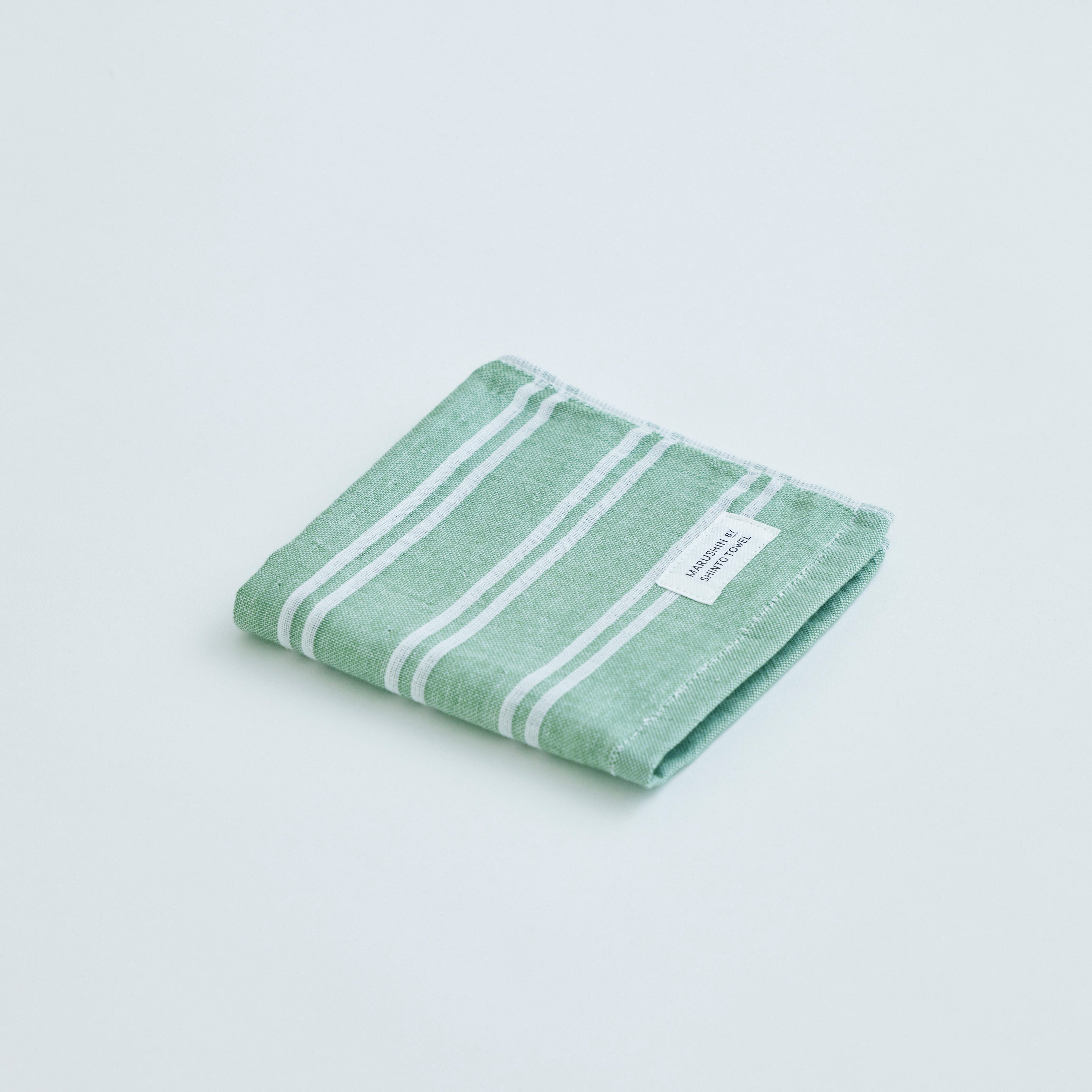 〈シマ-ダブル色地〉ハンドタオル2枚(レッド ⁄ フォレスト)箱入り