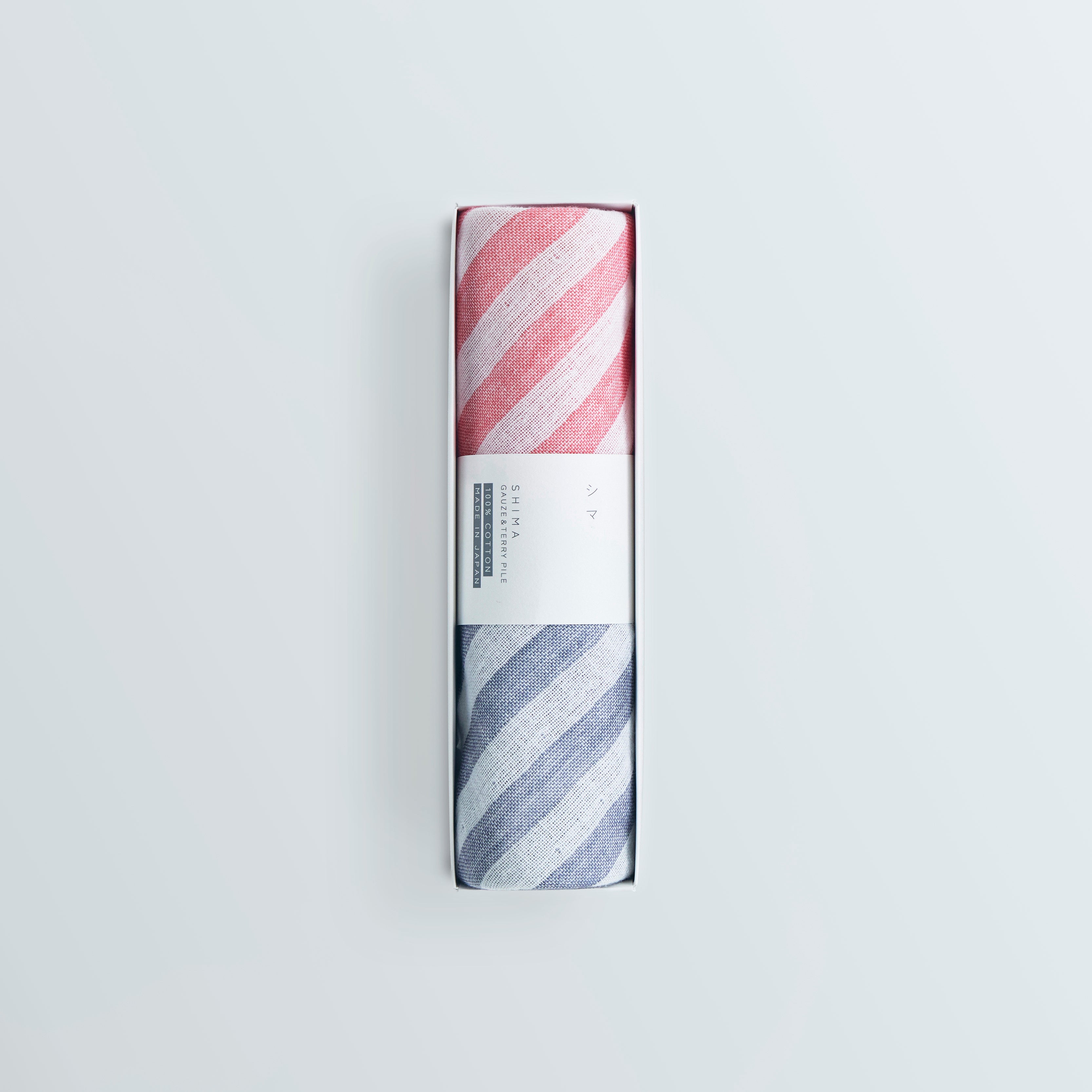 〈シマ-シングル〉ハンドタオル2枚（レッド ⁄ シャドウ）箱入り