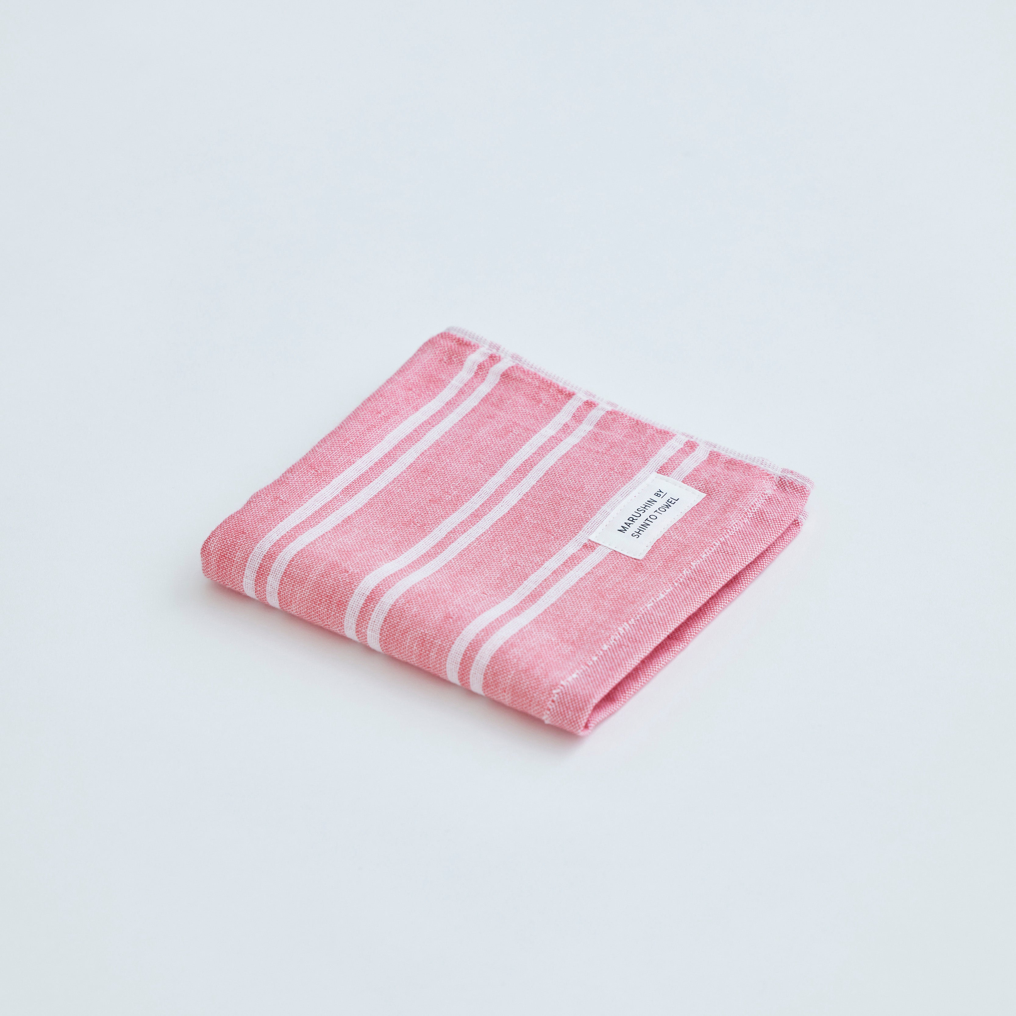 ハンドタオル 2枚〈シ マ - ダブル色地〉レッド ⁄ フォレスト - 贈り