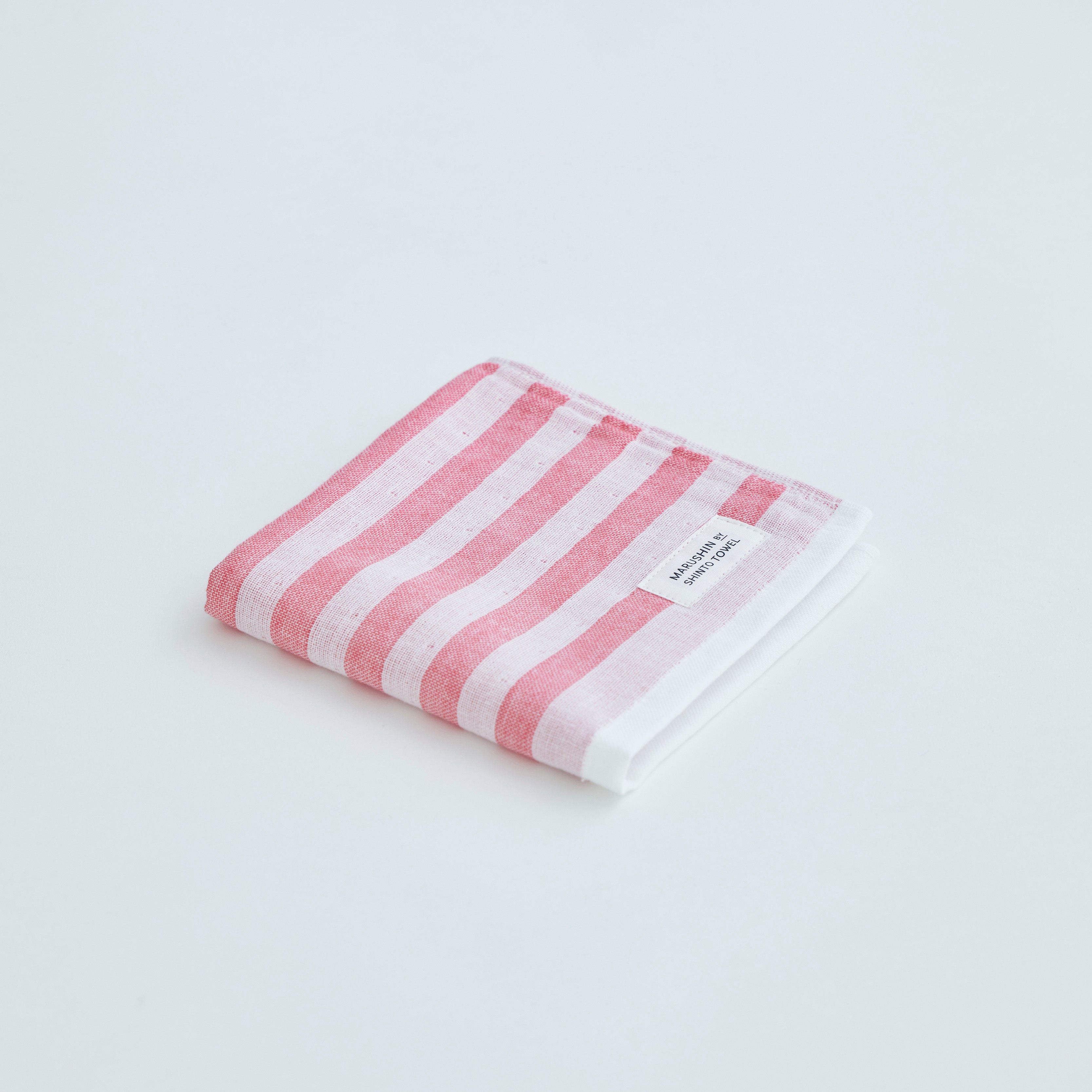 〈シマ-シングル〉ハンドタオル2枚（レッド ⁄ シャドウ）箱入り