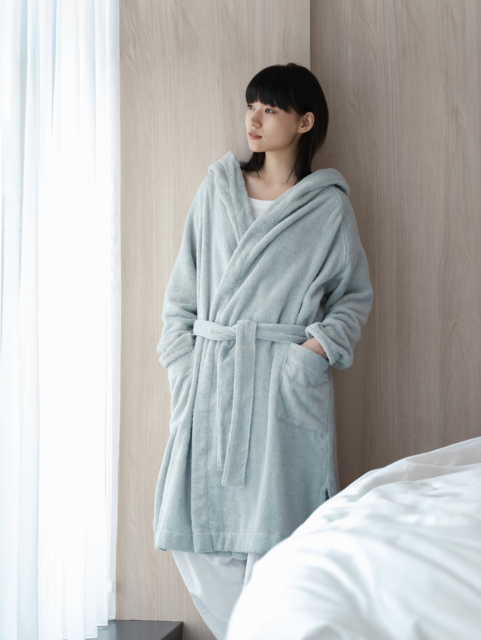 YUKINE（ユキネ）バスローブ・セージ - SHINTO TOWEL